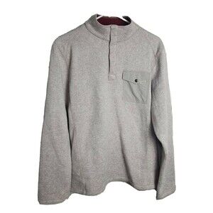 Woolrich Mens Oatmeal Drifter 1/4 Button Fleece‎ Collared Sweater Size Medium
